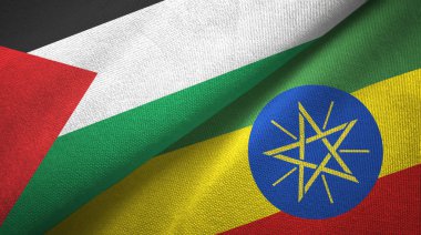 Filistin ve Etiyopya iki bayrak tekstil kumaşı, kumaş dokusu