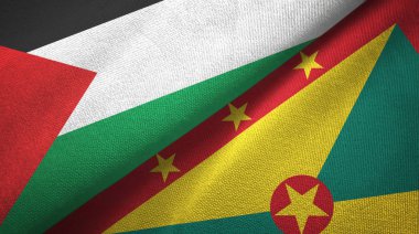 Filistin ve Grenada iki bayrak tekstil kumaşı, kumaş dokusu