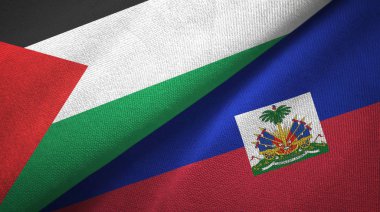 Filistin ve Haiti iki bayrak tekstil kumaşı, kumaş dokusu