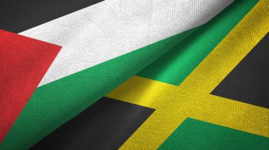 Filistin ve Jamaika iki bayrak tekstil kumaşı, kumaş dokusu