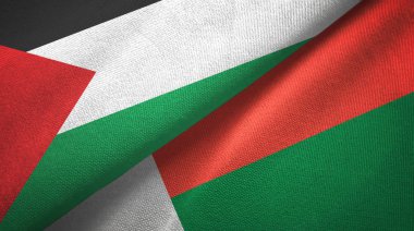 Filistin ve Madagaskar iki bayrak tekstil kumaşı, kumaş dokusu