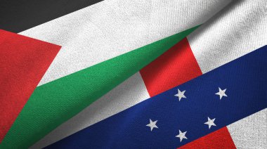 Filistin ve Hollanda Antilleri iki bayrak tekstil kumaşı, kumaş dokusu