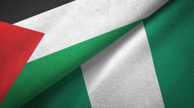 Filistin ve Nijerya iki bayrak tekstil kumaşı, kumaş dokusu
