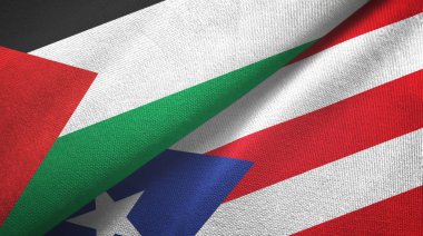 Filistin ve Porto Riko iki bayraklı kumaş, kumaş dokusu