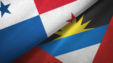 Panama ve Antigua ve Barbuda iki bayraklı kumaş, kumaş dokusu 