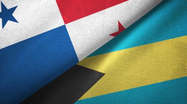 Panama ve Bahamalar iki bayraklı kumaş, kumaş dokusu 