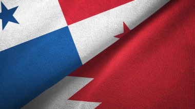 Panama ve Bahreyn iki bayraklı kumaş, kumaş dokusu 