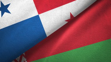 Panama ve Belarus iki bayraklı kumaş, kumaş dokusu 