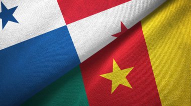 Panama ve Kamerun iki bayraklı kumaş, kumaş dokusu 