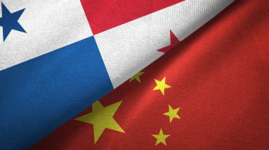 Panama ve Çin iki bayraklı kumaş, kumaş dokusu