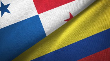 Panama ve Kolombiya iki bayraklı kumaş, kumaş dokusu