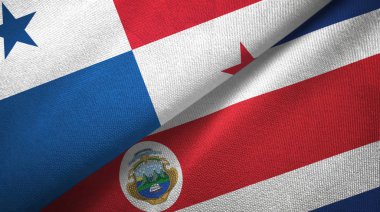Panama ve Kosta Rika iki bayrak tekstil kumaşı, kumaş dokusu