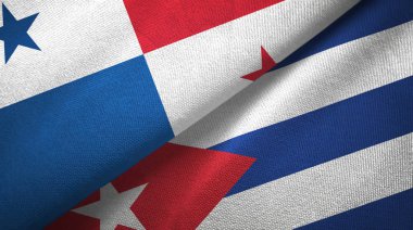 Panama ve Küba iki bayraklı kumaş, kumaş dokusu
