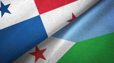 Panama ve Cibuti iki bayraklı kumaş, kumaş dokusu