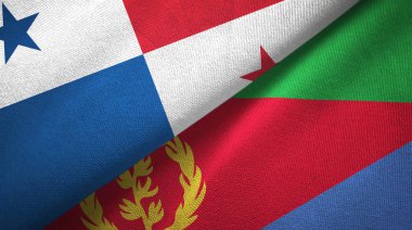 Panama ve Eritre iki bayraklı kumaş, kumaş dokusu