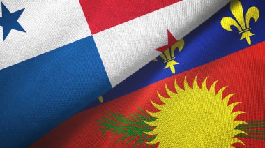 Panama ve Guadeloupe iki bayraklı kumaş, kumaş dokusu
