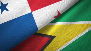 Panama ve Guyana iki bayraklı kumaş, kumaş dokusu