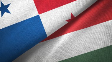 Panama ve Macaristan iki bayrak tekstil kumaşı, kumaş dokusu