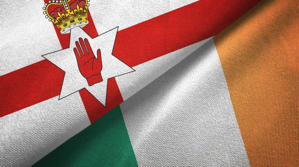 Northern Ireland and Ireland two flags textile cloth, fabric texture — Stock Photo, Image