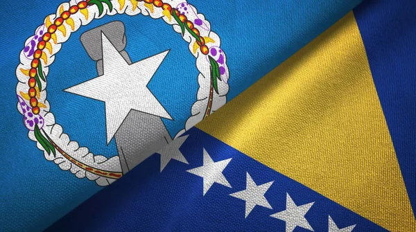 Islas Marianas del Norte y Bosnia y Herzegovina dos banderas de tela textil — Foto de Stock