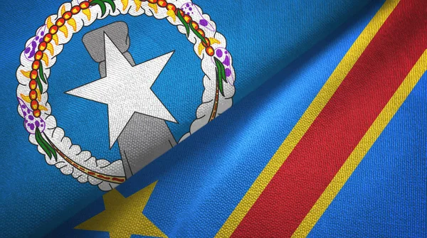 Islas Marianas del Norte y República Democrática del Congo dos banderas de tela textil — Foto de Stock