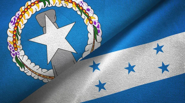 Northern Mariana Islands and Honduras two flags textile cloth, fabric texture — Stock Photo, Image