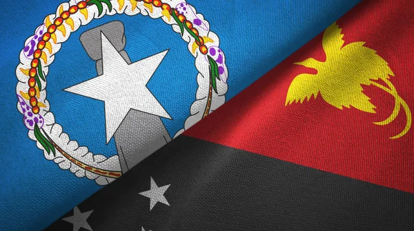 Islas Marianas del Norte y Papúa Nueva Guinea dos banderas de tela textil — Foto de Stock