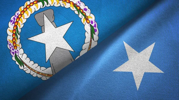 Északi-Mariana-szigetek és Szomália két zászlós textilszövet, szövet textúra — Stock Fotó