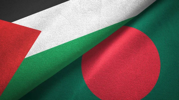 Palestine and Bangladesh two flags textile cloth, fabric texture