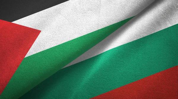 Palestina y Bulgaria dos banderas tela textil, textura de la tela — Foto de Stock