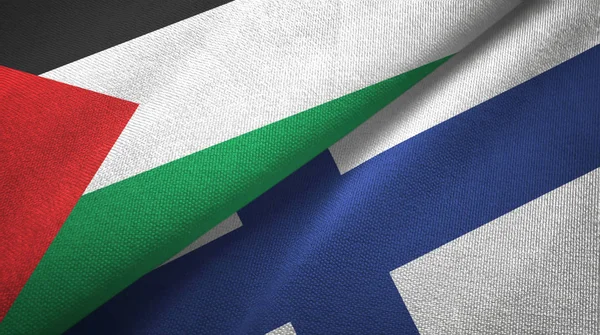 Palestine and Finland two flags textile cloth, fabric texture — Stock Photo, Image