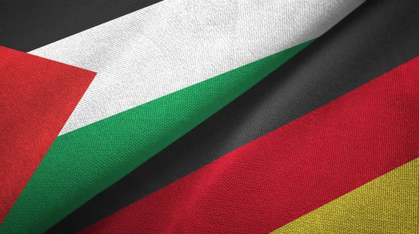 Palestina e Germania due bandiere tessuto, tessitura tessuto — Foto Stock