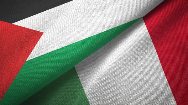 Palestine and Italy two flags textile cloth, fabric texture — Stock Photo, Image
