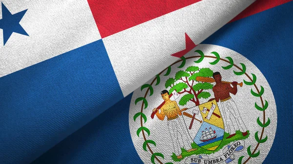 Панама і Беліз два прапори текстильна тканина, тканинна текстура — стокове фото