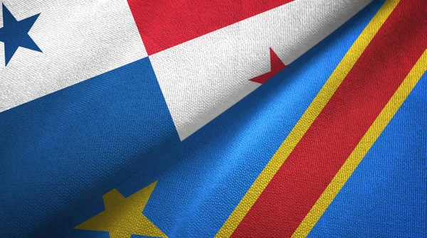Panama en Congo Democratische Republiek twee vlaggen textiel doek — Stockfoto