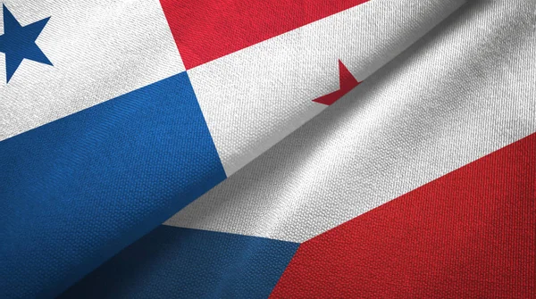 Panama a Česká republika textilní tkanina se dvěma vlajkami, textura tkaniny — Stock fotografie