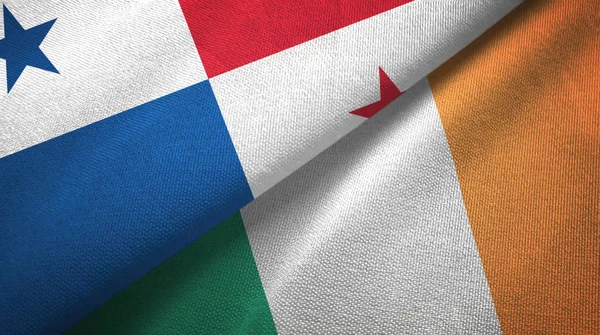 Panamá e Irlanda dos banderas de tela textil, textura de tela —  Fotos de Stock