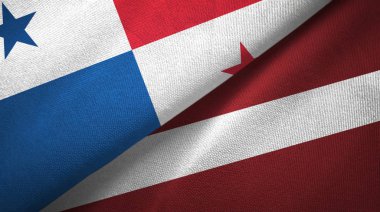 Panama ve Letonya iki bayraklı kumaş, kumaş dokusu