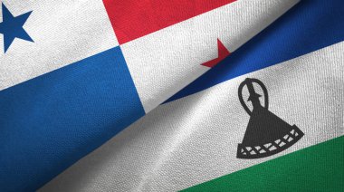 Panama ve Lesotho iki bayraklı kumaş, kumaş dokusu