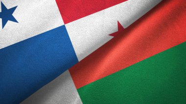 Panama ve Madagaskar iki bayrak tekstil kumaşı, kumaş dokusu