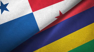 Panama ve Mauritius iki bayraklı kumaş, kumaş dokusu