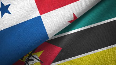 Panama ve Mozambik iki bayrak tekstil kumaşı, kumaş dokusu