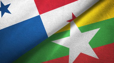 Panama ve Myanmar iki bayraklı kumaş, kumaş dokusu