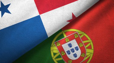 Panama ve Portekiz iki bayrak tekstil kumaşı, kumaş dokusu