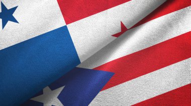 Panama ve Porto Riko iki bayraklı kumaş, kumaş dokusu