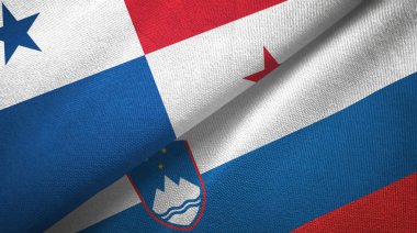 Panama ve Slovenya iki bayrak tekstil kumaşı, kumaş dokusu