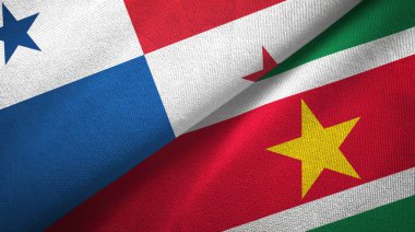 Panama ve Surinam iki bayraklı kumaş, kumaş dokusu