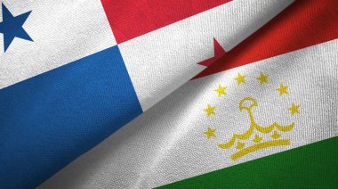 Panama ve Tacikistan iki bayrak tekstil kumaşı, kumaş dokusu