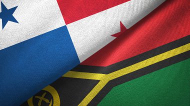 Panama ve Vanuatu iki bayraklı kumaş, kumaş dokusu