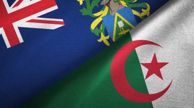 Pitcairn Adaları ve Cezayir. İki bayraklı kumaş, kumaş dokusu. 